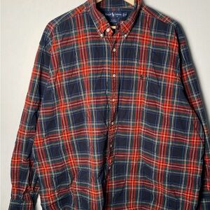Ralph Lauren Men's Casual Plaid Shirt - Red and Navy